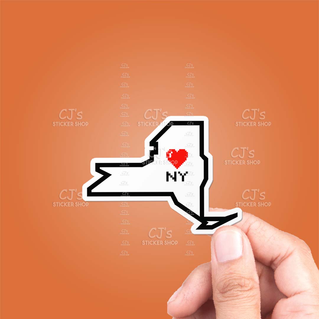 New York Pixel Heart State Outline Sticker