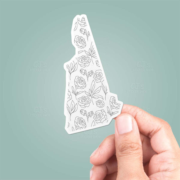New Hampshire NH Floral Pattern Sticker