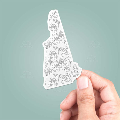New Hampshire NH Floral Pattern Sticker