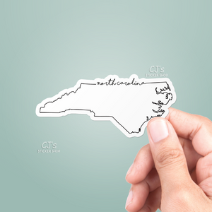 North Carolina Cursive State Outline Sticker