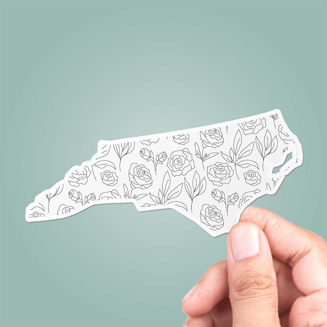 North Carolina NC Floral Pattern Sticker