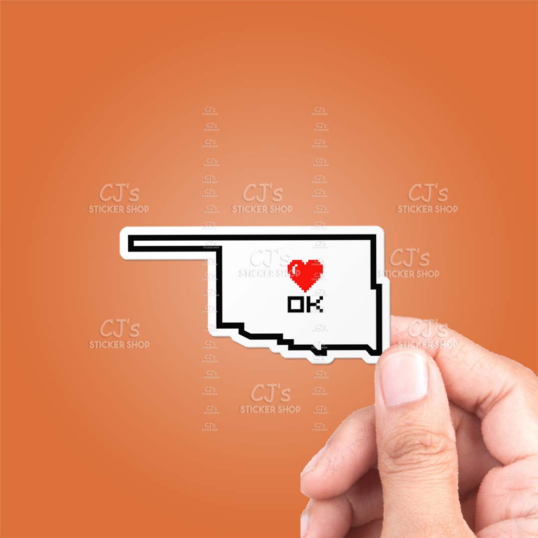 Oklahoma Pixel Heart State Outline Sticker