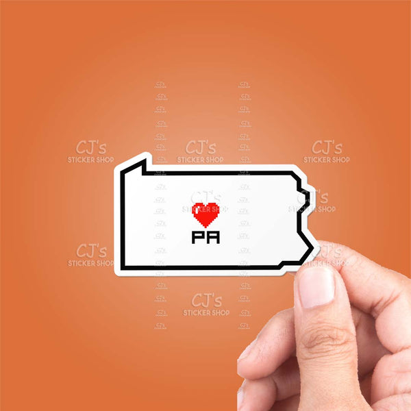 Pennsylvania Pixel Heart State Outline Sticker