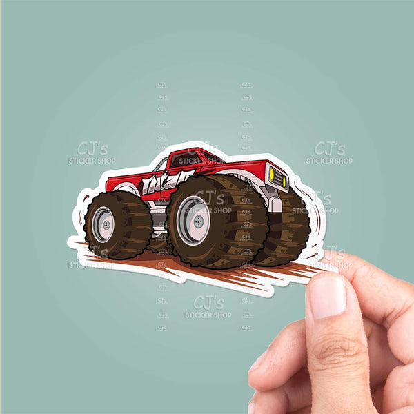 Red Monster Truck Sticker