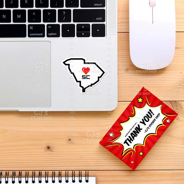 South Carolina Pixel Heart State Outline Sticker