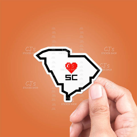South Carolina Pixel Heart State Outline Sticker