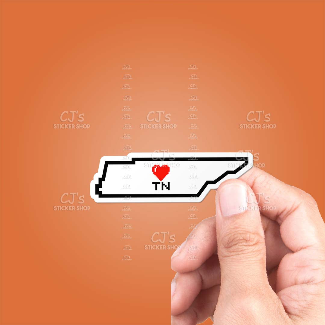 Tennessee Pixel Heart State Outline Sticker