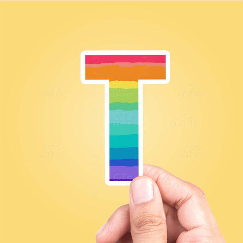 Letter "T" Rainbow Sticker