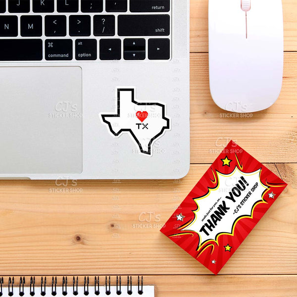 Texas Pixel Heart State Outline Sticker
