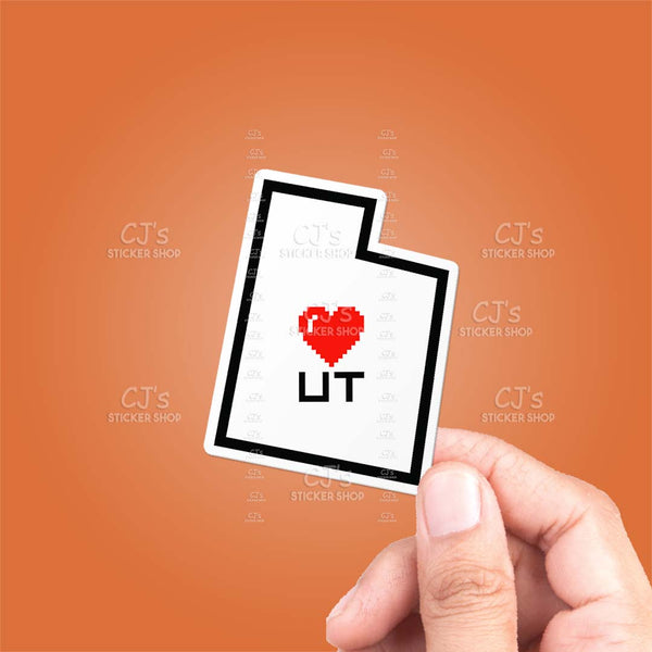 Utah Pixel Heart State Outline Sticker
