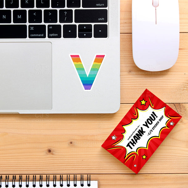 Letter "V" Rainbow Sticker