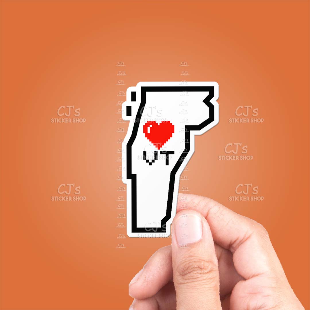 Vermont Pixel Heart State Outline Sticker