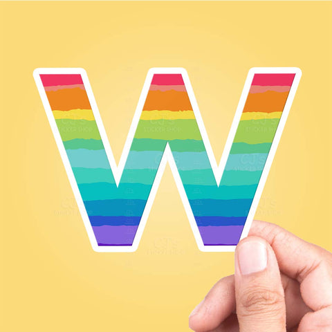 Letter "W" Rainbow Sticker