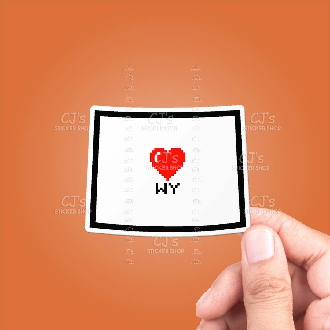 Wyoming Pixel Heart State Outline Sticker