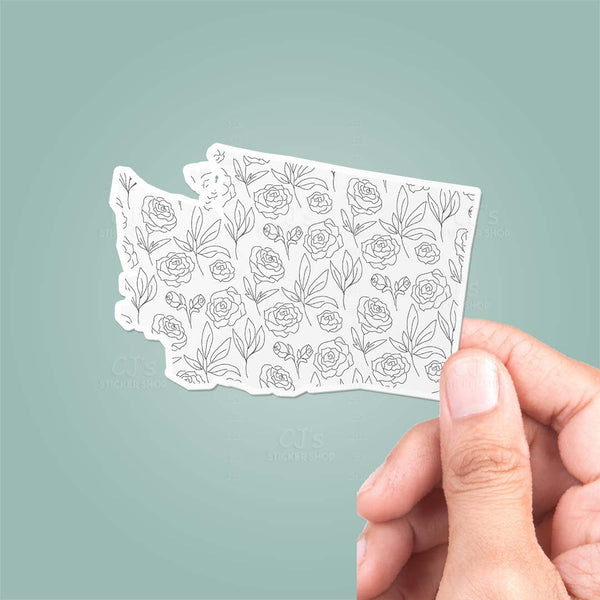 Washington WA Floral Pattern Sticker