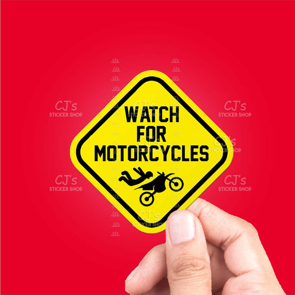 Watch For Motorcycles Sticker (Dirt Bike Stunt)