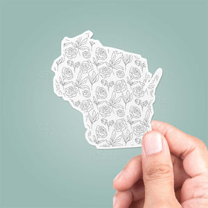 Wisconsin WI Floral Pattern Sticker