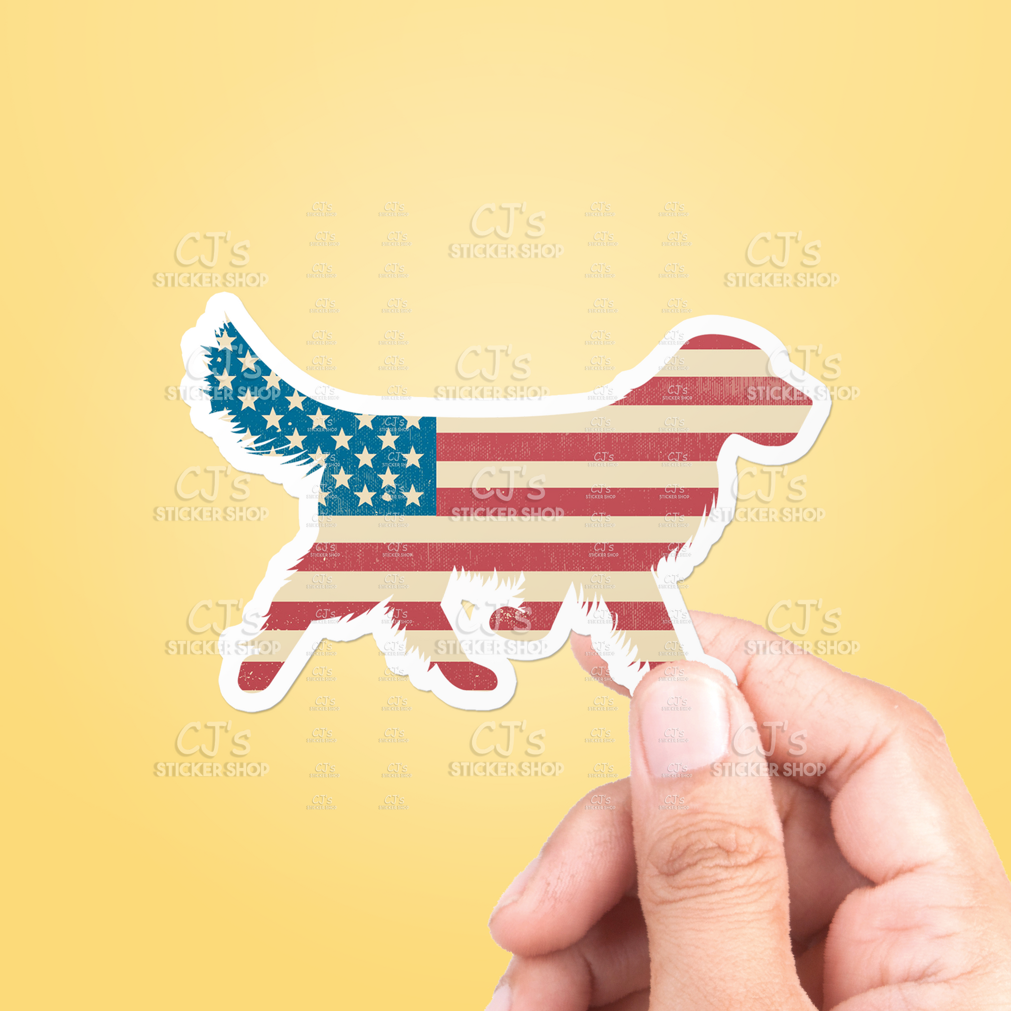 Dog American Flag Sticker