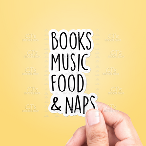 Books Music Food & Naps Sticker