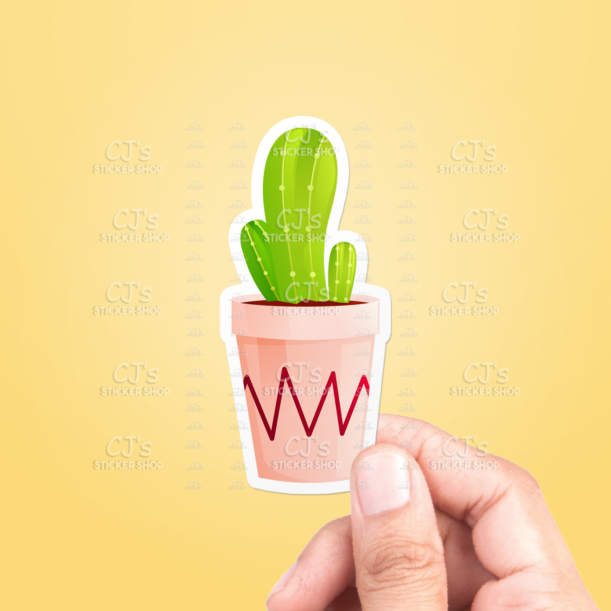 plant pot stickers Cactus Flower Pot Sticker – CJ's Sticker Shop