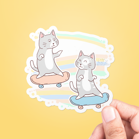 Cats Skateboarding Sticker