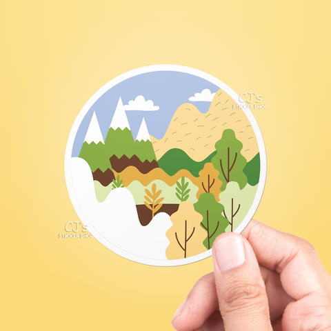Circular Mountain Landscape Sticker
