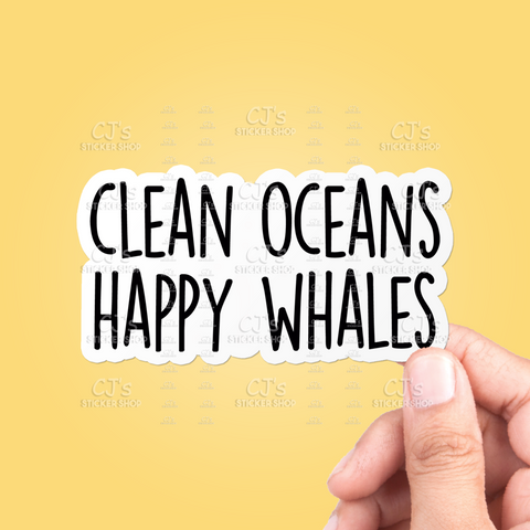 Clean Oceans Happy Whales Sticker