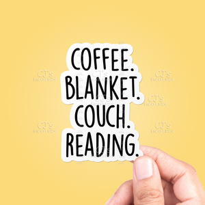 Coffee Blanket Couch Reading Sticker