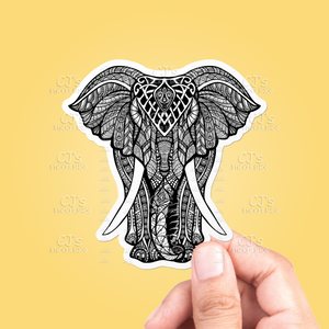 Decorated Elephant Drawing Sticker