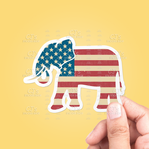 American Flag Elephant Sticker