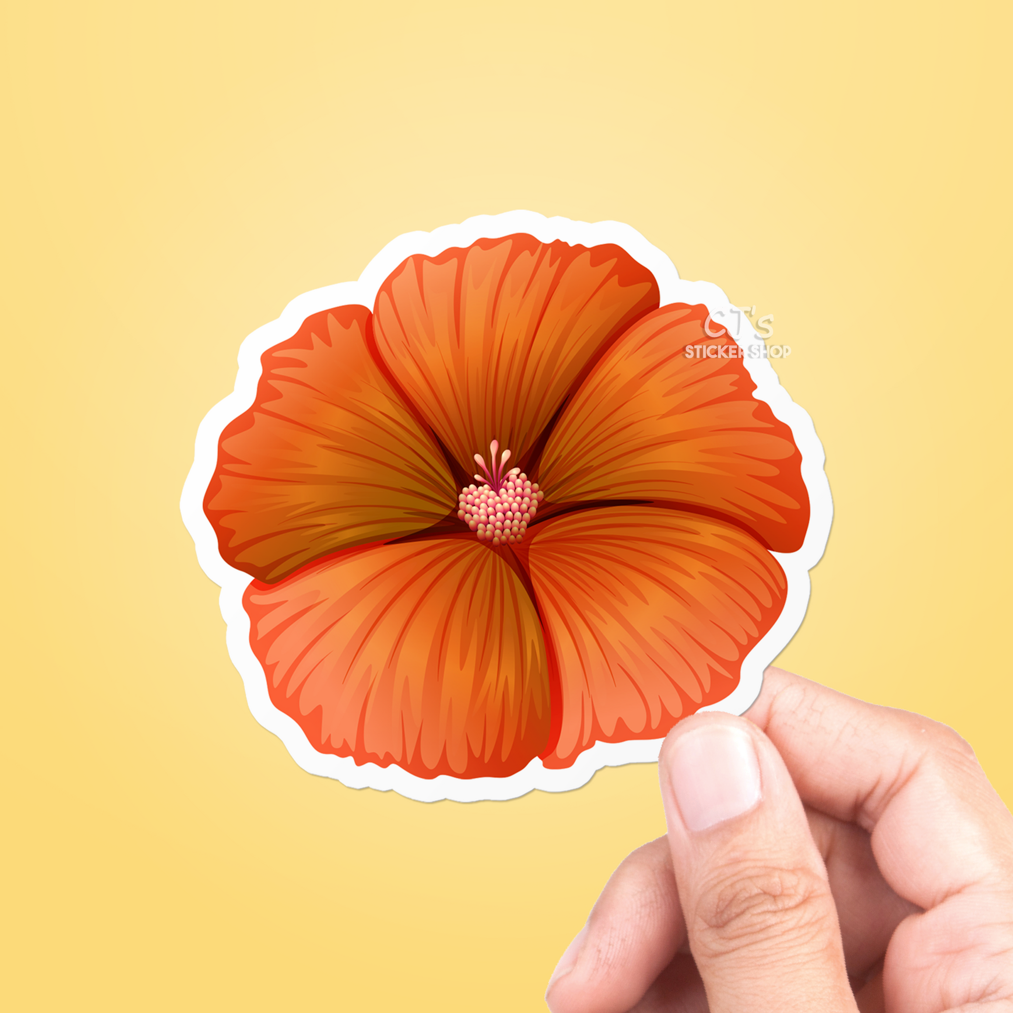 Orange Hibiscus Sticker