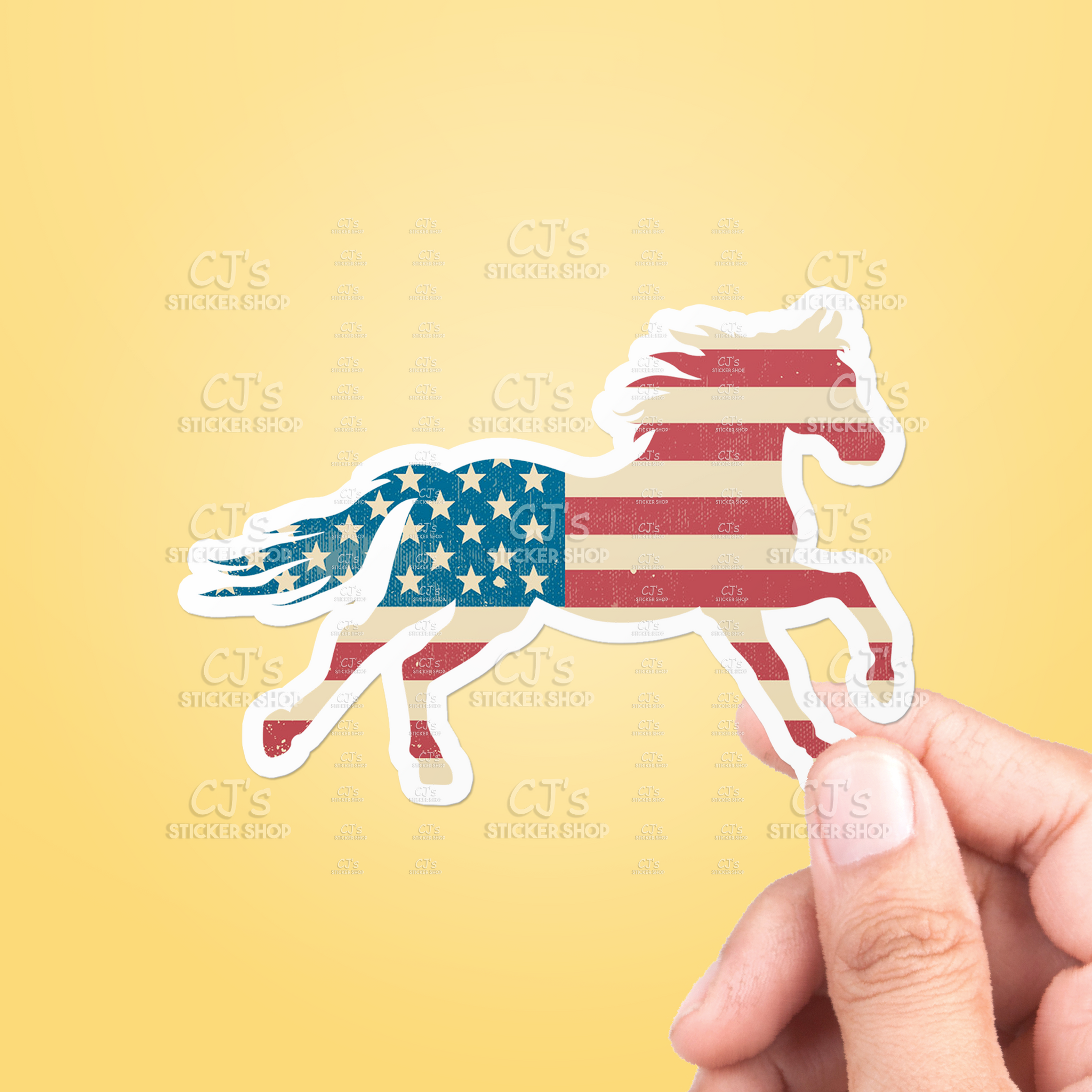 Horse American Flag Sticker