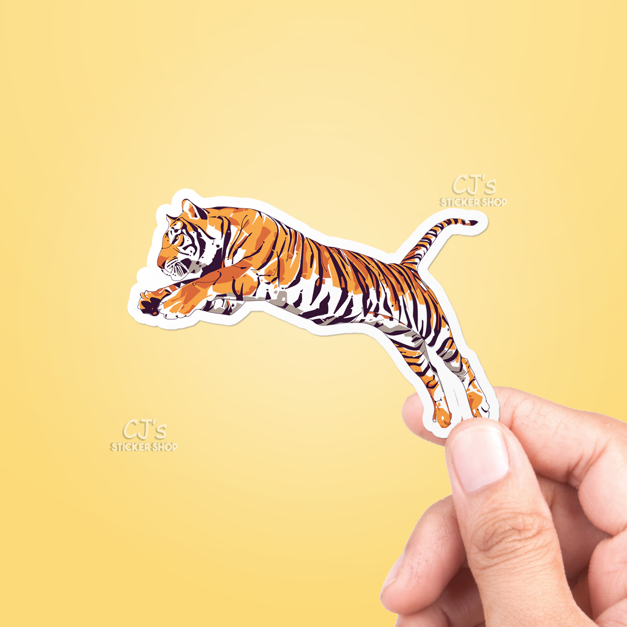 Jumping Tiger Sticker