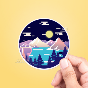 Mountain Moonlight Sticker