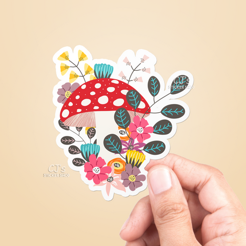 Mushroom Flowers Sticker