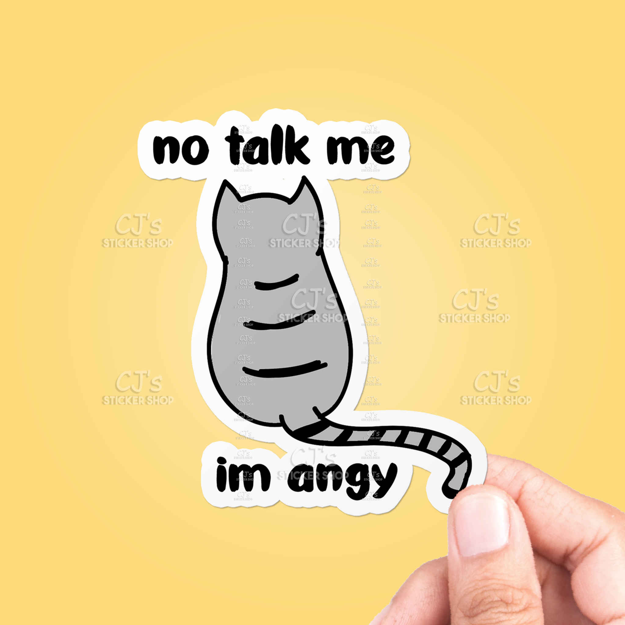 No Talk Me I'm Angy Cat Sticker
