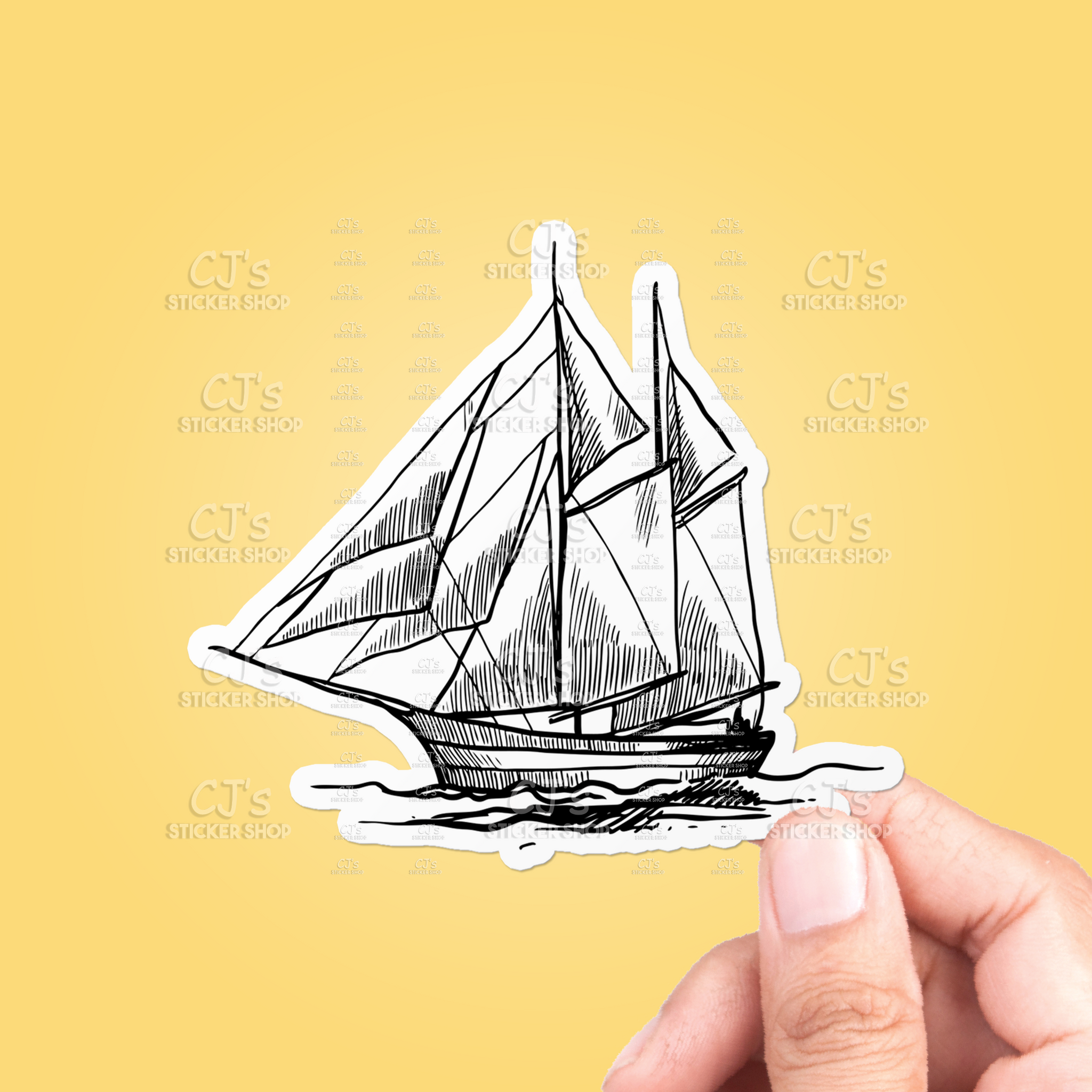 Ocean Ship Drawing #2 Sticker
