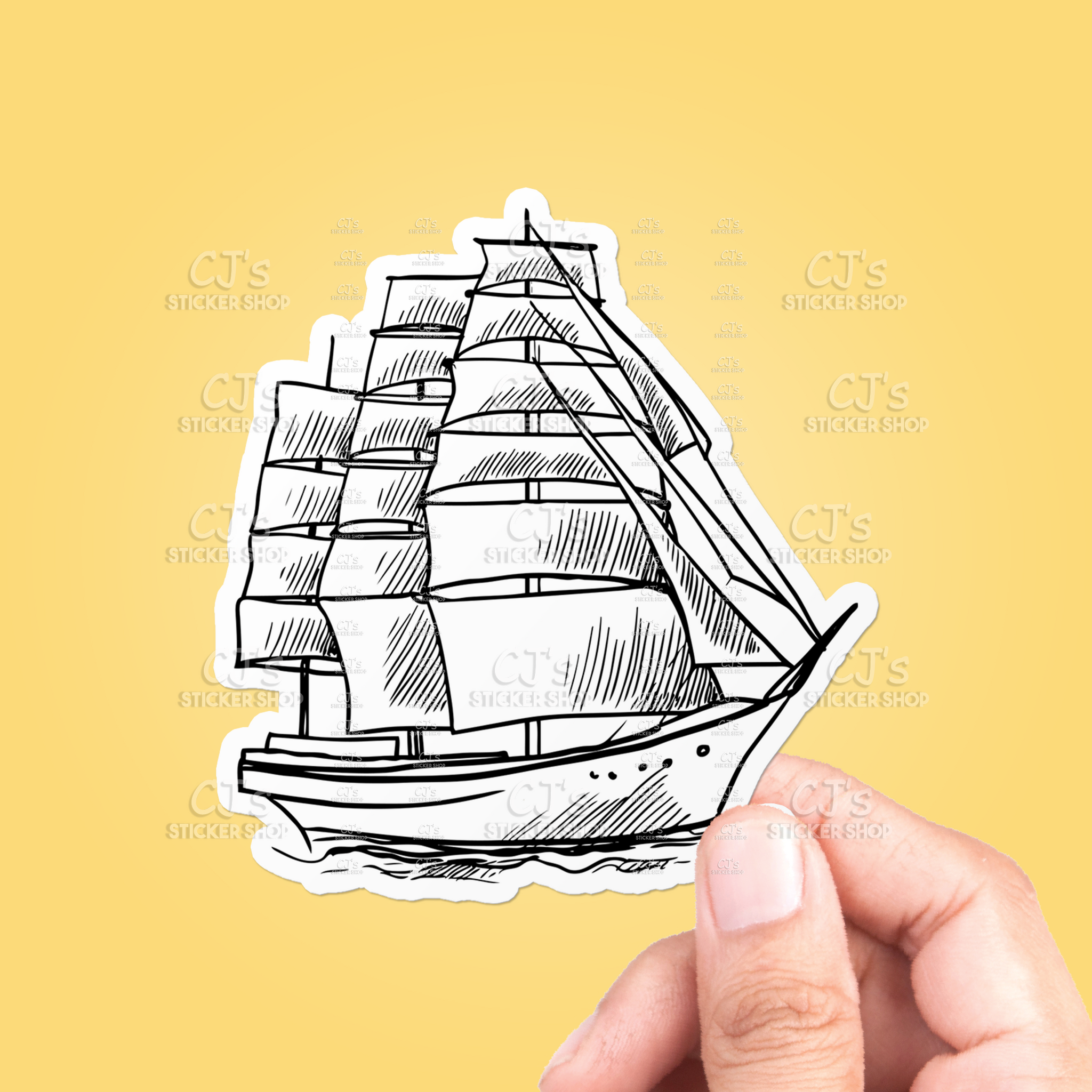 Ocean Ship Drawing #3 Sticker
