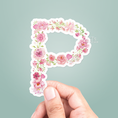Letter "P" Floral Sticker