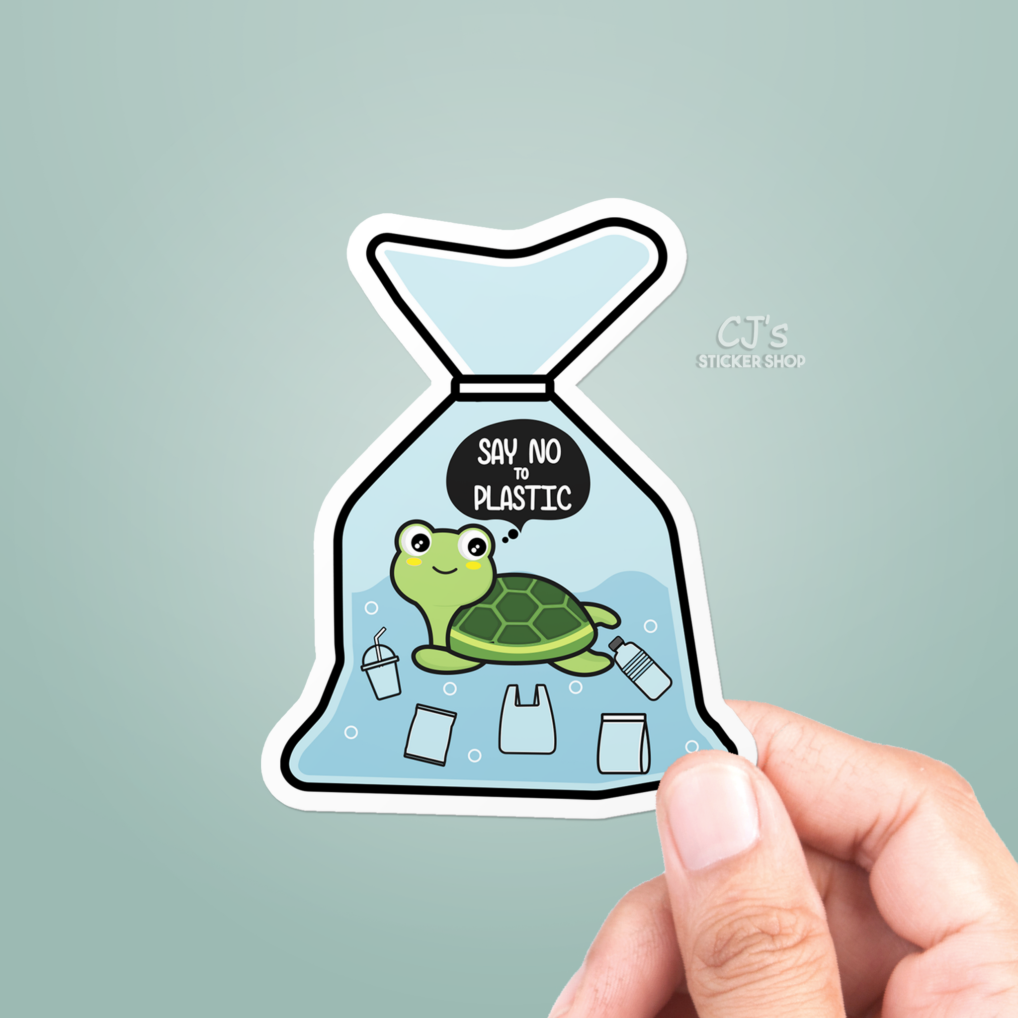 Say No To Plastic Turtle Sticker