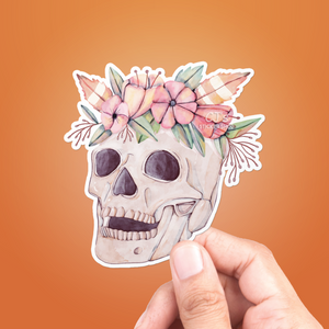 Skull With Flowers Sticker