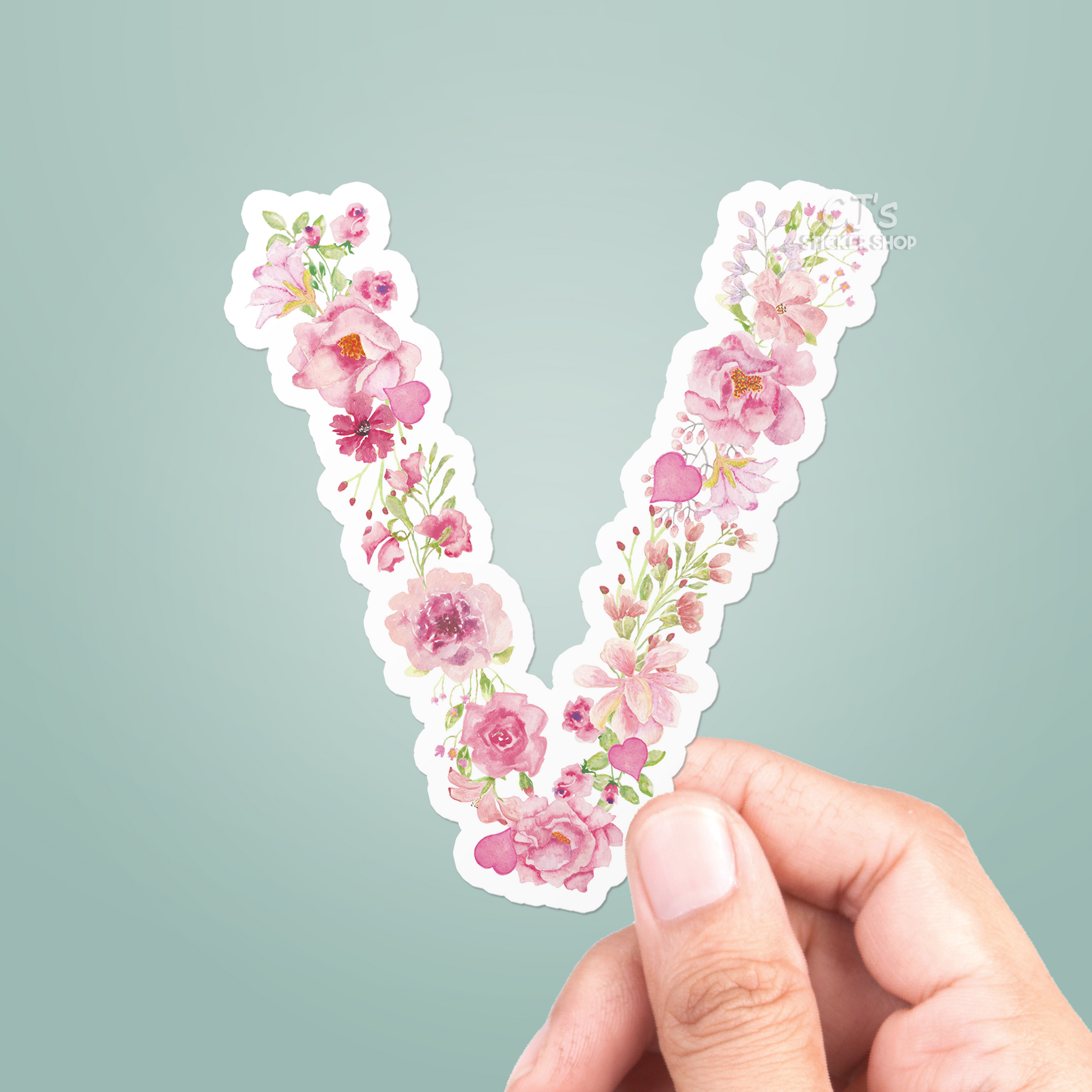 Letter "V" Floral Sticker