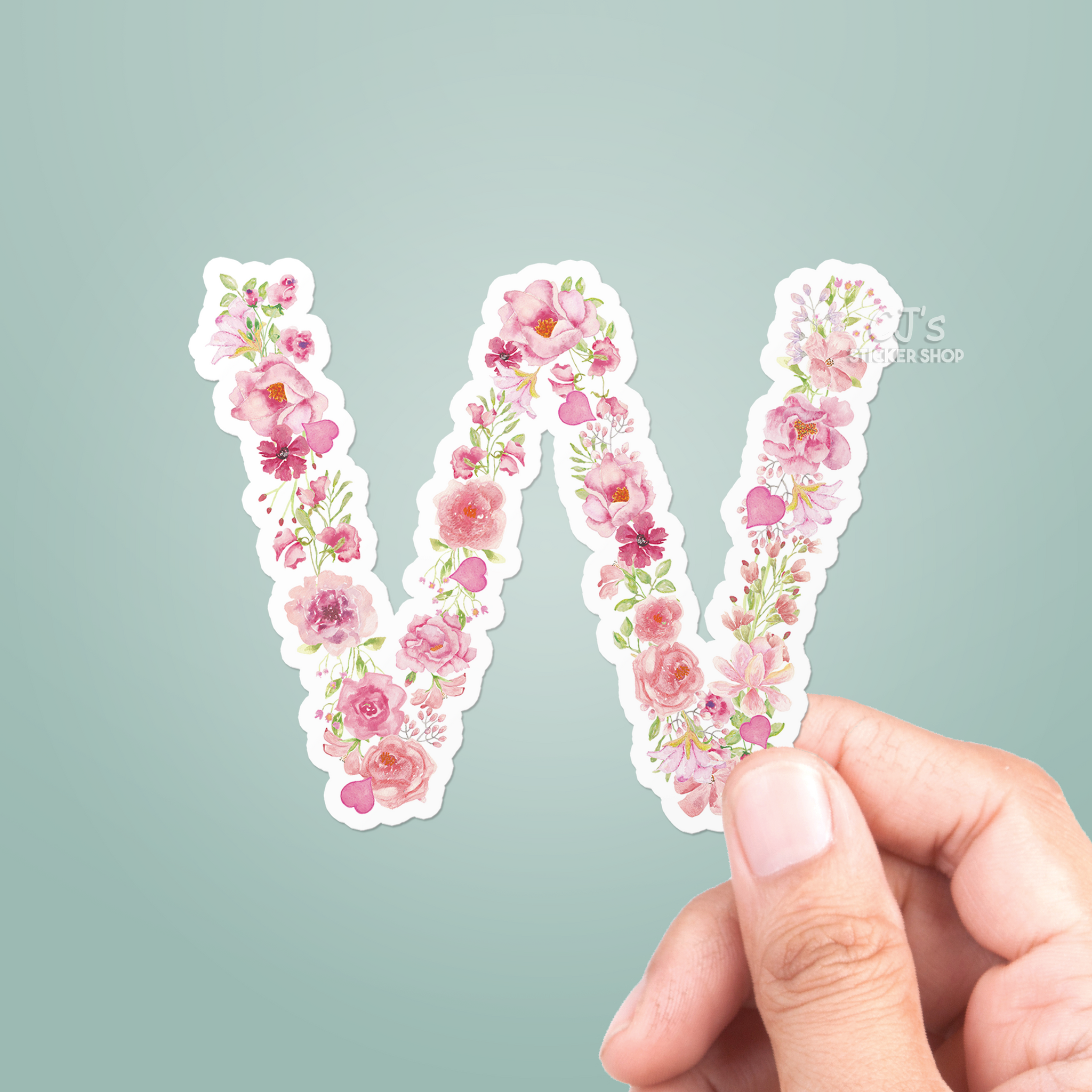 Letter "W" Floral Sticker